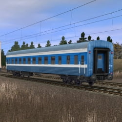 Сине-белый пассажирский плацкартный вагон 2