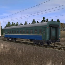 Зелёно-синий пассажирский плацкартный вагон 4
