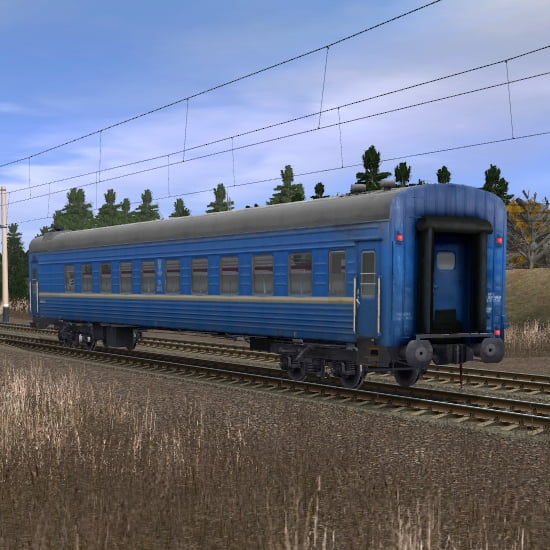 Синий пассажирский плацкартный вагон 3